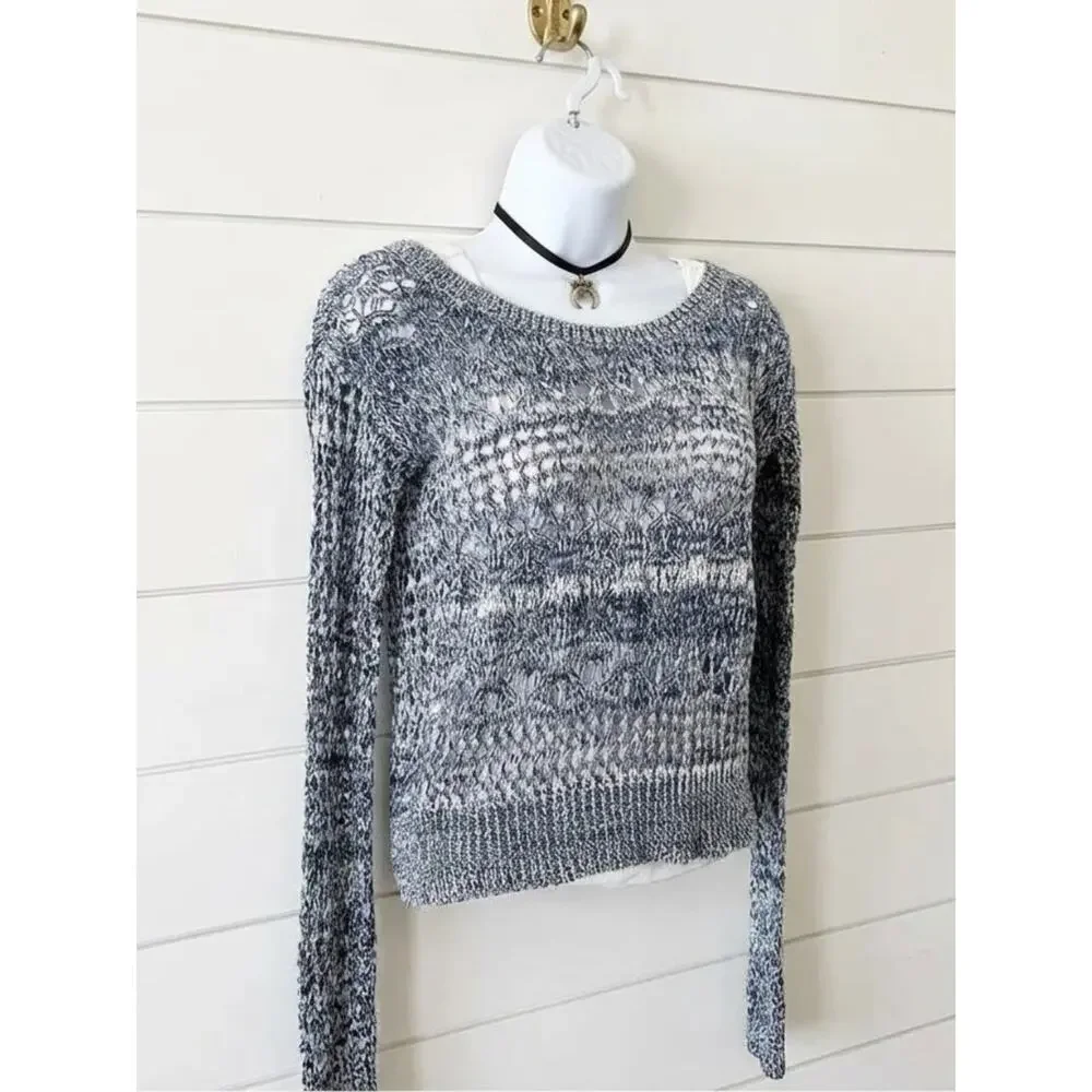 AEROPOSTALE Blue & White Marled Knit Sweater, S